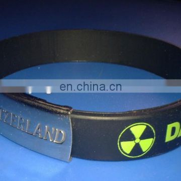 export Clasp Silicon Wristbands with metal plate