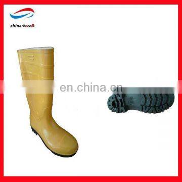 yellow pvc cheap rain boots/steel toe cap safety rain boots