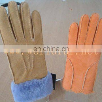 BY-013 women's sheepskin shearling gloves, double face sheepskin fur gloves, fur mitens