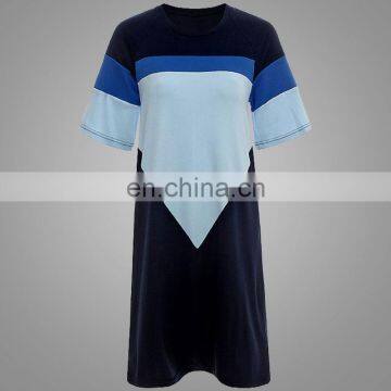 Wholesale Custom Women's High Quality Short Sleeve Jersey Dress Sport T-Shirt Color Block Over Sized Tshirt Dress photo-3