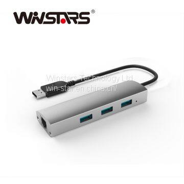 USB 3.0 3-port Hub with 1000M Lan Gigabit Ethernet Aluminum hub