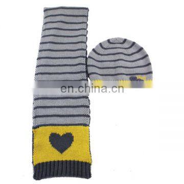 Wholesale children's winter acrylic knitted scarf hat set