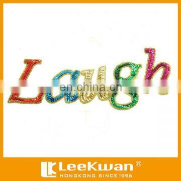 Fahion embroidery design sequin embroidered letters sequin embroidery technic