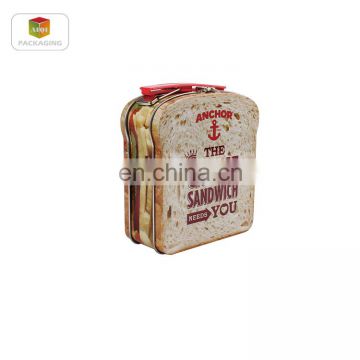 Lunch tin box with handle/bread tin box packaging/food tin box