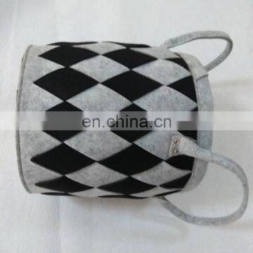 Cross Pattern Foldable Felt Knitted Storage Basket Clothing Book Kid's Toy Laundry Nursery Storage Bin With Handles photo-3