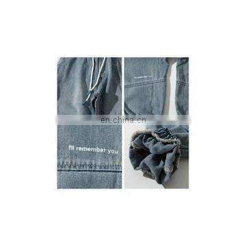 DiZNEW Custom Your Own Logo Slim Fit Elastic Waist Mens Denim Joggers Pants photo-6