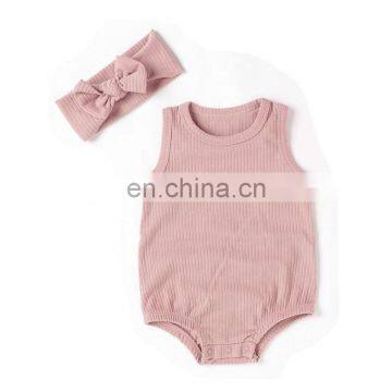 Henan Aston Garment Organic Cotton Baby Romper Sleeveless With Headband Set