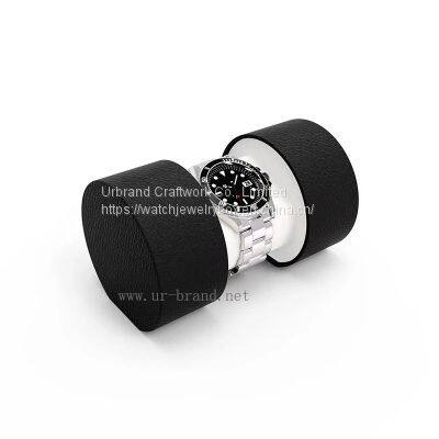 High-quality Cylindrical Watch Box, Single Watch Box, Leather Watch Ring Box, Roll Watch Box photo-3