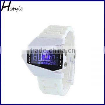 Elegant Plane Style Digital Display LED Silicone Wrist Watch White WP014