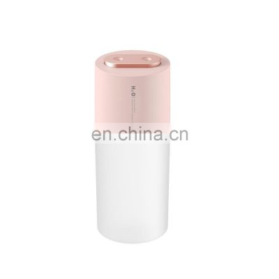 Dual spray humidifier USB large capacity ultrasonic battery warm light small atomizer Arom atherapy Machine