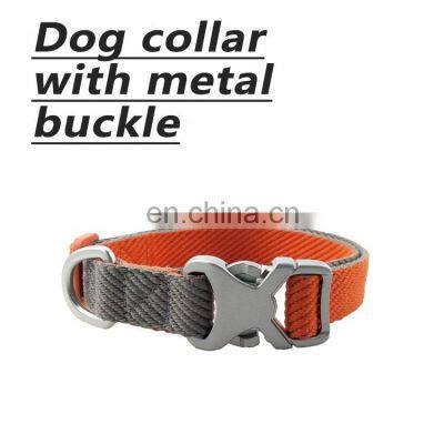 High-end Quality Fashion Cotton Webbing Soft and Comfortable Adjustable Metal Buckle Outdoor Dog Collar photo-2
