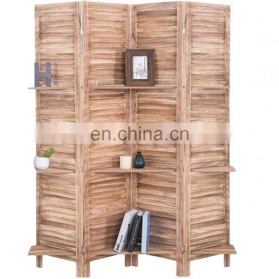 4 Panel 5.6 Ft Tall Partition Wood Folding Room Divider Screens