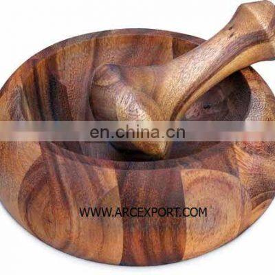 mango wood mortar & pestle for kitchen