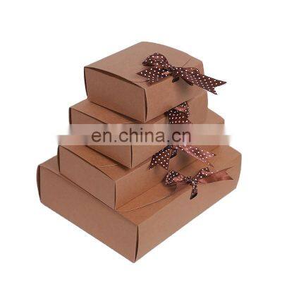 Bulk Sale Private Label Large Capacity Foldable Present Boxes Kraft Paper Gift Box Closure with Ribbon