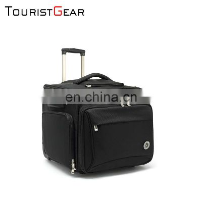 Factory Wholesale 4 wheel High Quality Black Fabric Luggage Bag