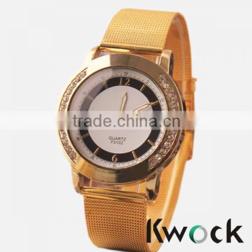 Stainless steel Watch/High Quality Rose Gold Mesh Strap Watch/ Fashion Men Women Clothing Collocation Watches