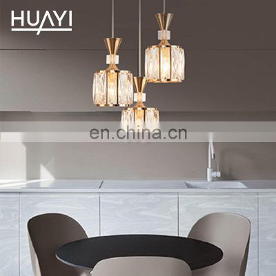 HUAYI Hot Selling Dining Room Hotel Nordic Modern Iron Crystal Pendant Light Chandelier