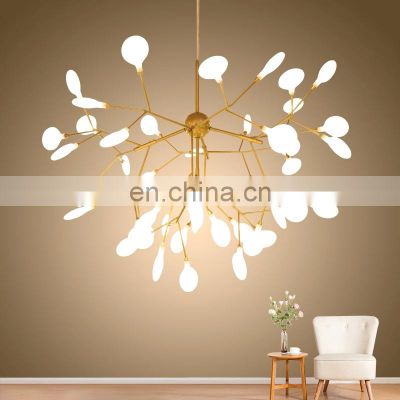 Post-Modern Led Firefly Chandelier Simple Acrylic Leaf Chandelier Room Lamp Living Room Art Lamp Hanging Lights Hanging Shells