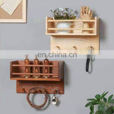 Rustic Space Saving Wooden Wall Shelf Hanging Storage Furniture Brown Display Storage Floating Shelves for Wall photo-4