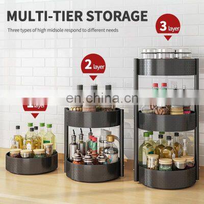 Rotatable Kitchen Spice Rack Countertop Corner Seasoning Bottle Rack Multifunctional Kitchen Storage Rak Dapur