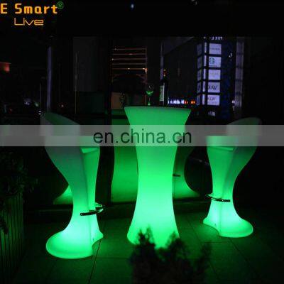 LED bar table for hotel outdoor bar stools led glow in dark plastic table