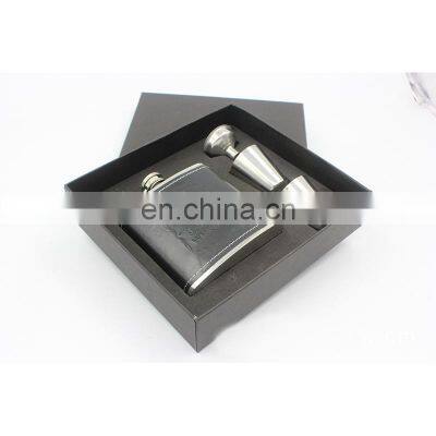 Wholesale Personalized Logo Liquor Glass Gift Set Custom Black Stainless Steel Whiskey Hip Flasks photo-3