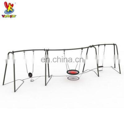 Outdoor Commercial Modern Playground Three Swing Seats for Kids