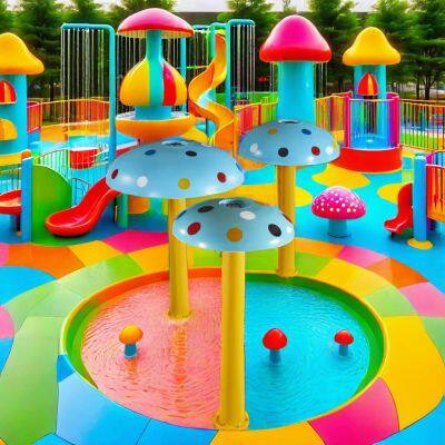 Colorful Stainless Steel Water Spray Mushroom Outdoor Children's Toy Swimming Pool Equipment