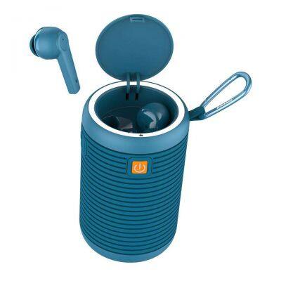 2 In 1 Portable Tws Blue Tooth Speaker Mini Outdoor Waterproof Soft Silicon Shockproof Wireless Speaker With Headphone