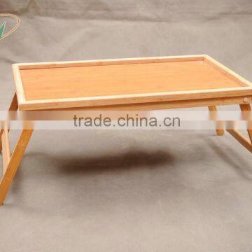 Eco-friendly and folding bamboo breakfast bed tray serving tray with folding legs