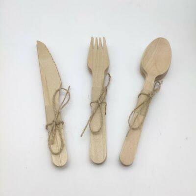 Disposable Cooking Utensils Natural Wood Knives Spoons Forks Cutlery Sets