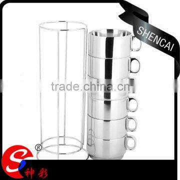 New product glass modern coffe tea sets double wall vacuum insulated stainless steel turkish coffee cups with 7pcs set