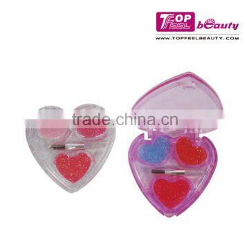 Unique 3 color heart shape transparent cap lipgloss lipbaml for kids