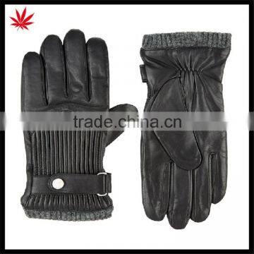 2016 Hot Selling Mens Genuine Leather Gloves With Knitted Cuff photo-3