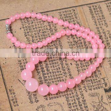 6-14mm Natural Pink Jade Gemstones Round Beads Necklace