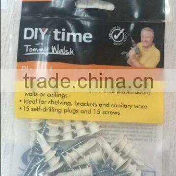 Plasterboard Plugs &screws Small Packing for Super Market Selling