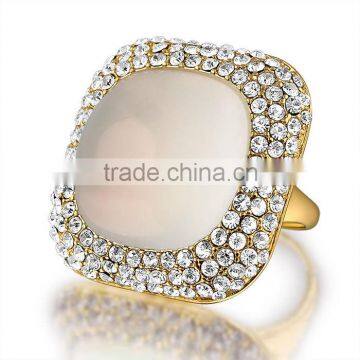 China wholesale square shaped gold plated big stone new model wedding ring