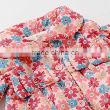 Japanese Wholesale Products High Quality Cute Infant Girl Winter Clothes Flower Pattern Shirring Jacket photo-5