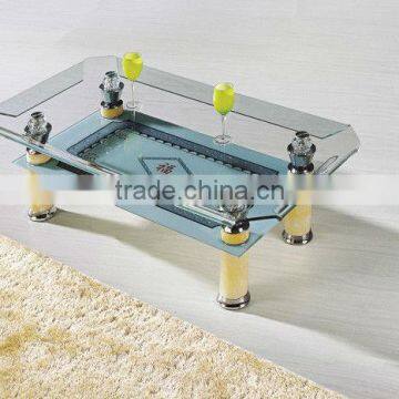 modern cheap tempered glass&metal coffee end table TA-008