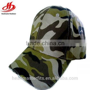 Custom 6 panel LED light camouflage baseball cap hunter hats