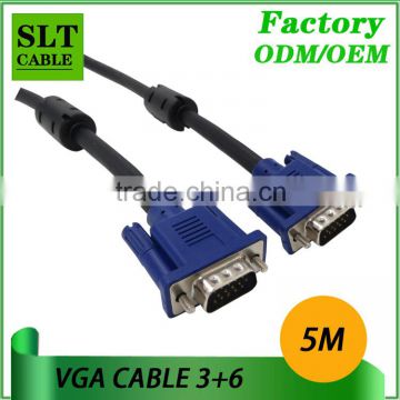 Shenlantuo Professional Manufacture 5M VGA Cable 3+6 Male to Male 15Pin VGA cable for Multimedia