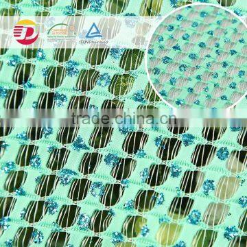 new design green design shinning eco-friendly good quality lace fabric