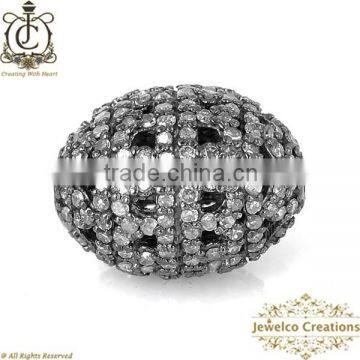 Bead Ball Finding, 925 Sterling Silver Designer Finding, Pave Diamond Bead Jewelry , Handmade Pave Finding Jewelry Supplier