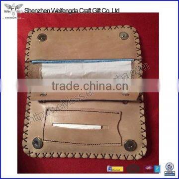 Simple design high quality genuine leather tobacco holder with button closure