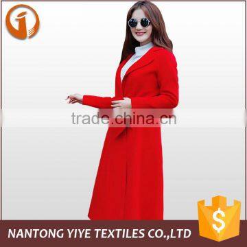 factory price 2016 women red plaid turn down collar winter long coat