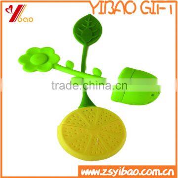 Food Grade Lemon And Sun Flower Shape Silicone Tea Infuser With Leaf