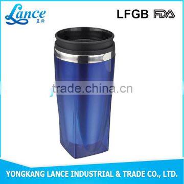 High Quality square shape plastic stainless steel coffee travel cup