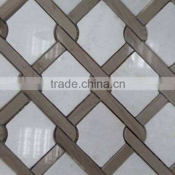 Diamond Pattern Marble mosaic Tiles(Pure White+Athen Grey Marble)