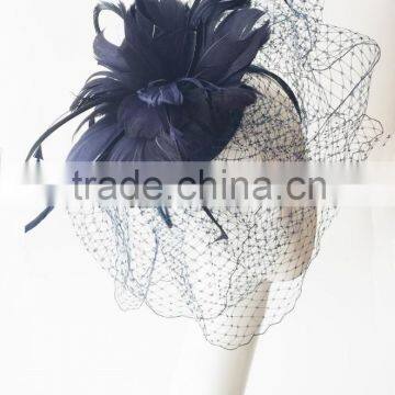 Gorgeous hot sale navy blue fascinator for Races,Wedding,Party on headband