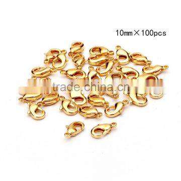 TOP Quality 10mm/12mm Gold Plated Jewelry Lobster Claw Clasp Findings 100pcs per Bag for Jewelery Making